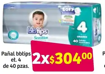 Pañal bbtips Et.4 de 40 pzas