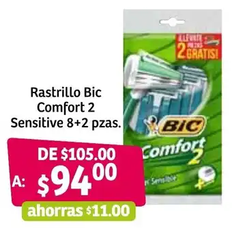 Soriana Súper Rastrillo Bic Comfort 2 Sensitive 8+2 pzas oferta