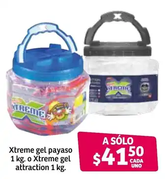 Soriana Súper Xtreme Gel Payaso 1kg o Xtreme Gel Attraction 1kg oferta