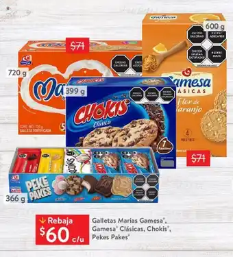 Walmart Galletas Marias Gamesa, Gamesa Clásicas, Chokis®, Pekes Pakes oferta