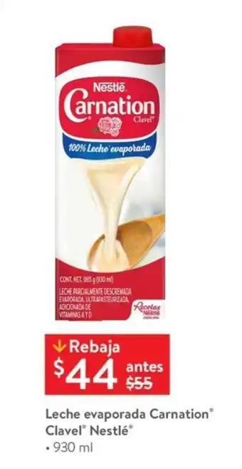 Walmart Leche evaporada Carnation Clavel Nestlé® • 930 ml oferta