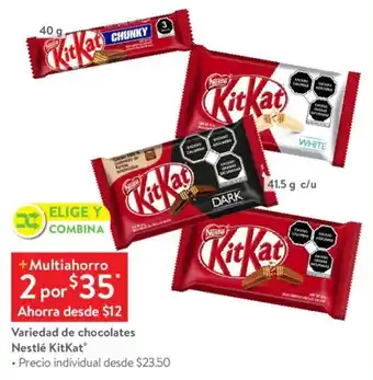 Walmart Variedad de chocolates Nestlé KitKat x 2 oferta