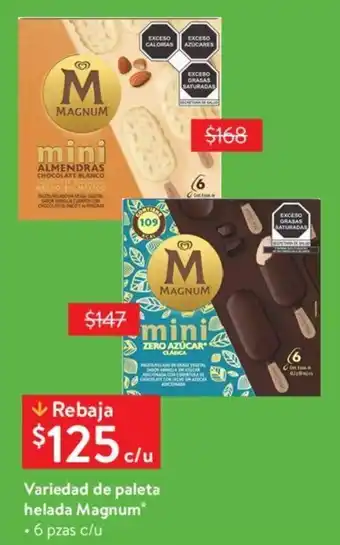 Variedad de paleta helada Magnum • 6 pzas c/u
