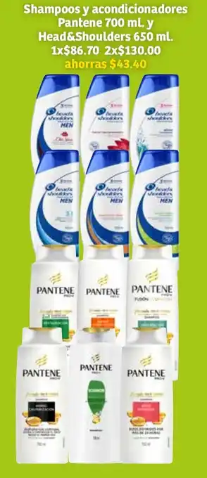 Soriana Súper Shampoos y Acondicionadores Pantene 700ml y Head&Shoulders 650ml oferta