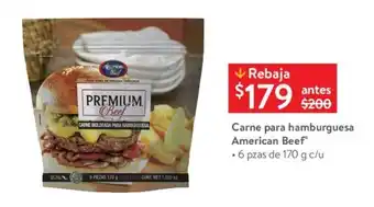 Carne para hamburguesa American Beef • 6 pzas de 170 g c/u