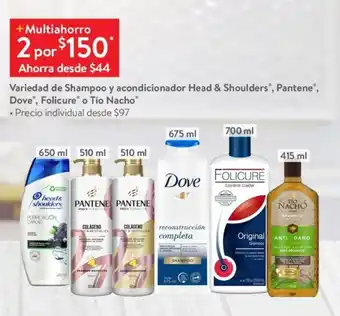 Walmart Variedad de Shampoo y acondicionador Head & Shoulders", Pantene", Dove", Folicure® o Tío Nacho x 2 oferta