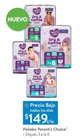 Walmart Pañales Parent's Choice • Etapas 3 a la 6 oferta