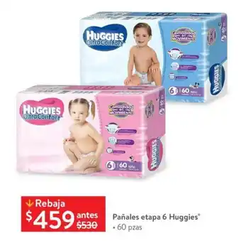Walmart Pañales etapa 6 Huggies® • 60 pzas oferta