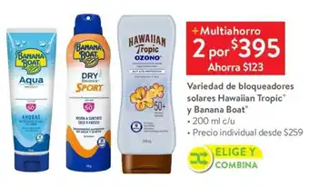 Variedad de bloqueadores solares Hawaiian TropicⓇ y Banana Boat 200 ml x 2