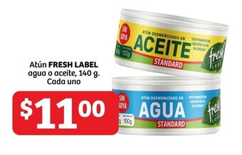 Atún FRESH LABEL agua o aceite, 140 g. Cada uno