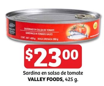 Sardina en salsa de tomate VALLEY FOODS, 425 g.