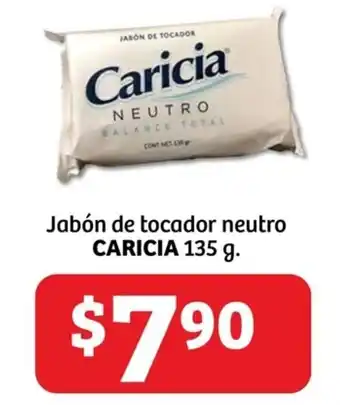 Soriana Súper Jabón de tocador neutro CARICIA 135 g. oferta