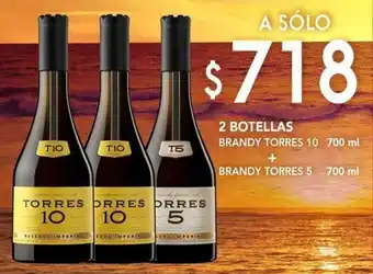 2 BOTELLAS BRANDY TORRES 10 700 ml + BRANDY TORRES 5 700 ml