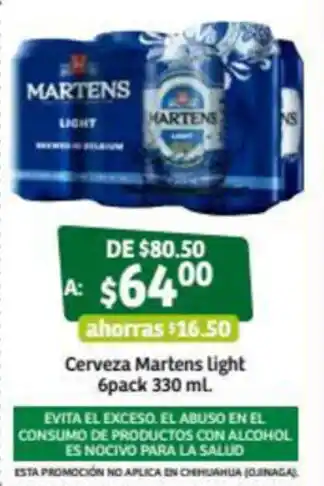 Soriana Súper Cerveza Martens Light 6pack 330ml oferta