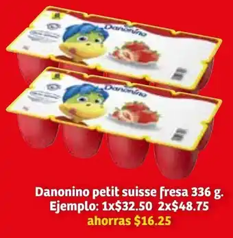 Soriana Súper Danonino Petit Suisse Fresa 336g oferta