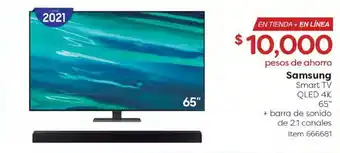 Costco Samsung - Smart TV QLED 4K 65" + barra de sonido de 2.1 canales - 666681 oferta
