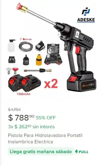 Mercado Libre Pistola Para Hidrolavadora Portatil Inalambrica Electrica oferta