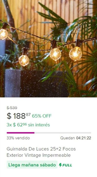 Mercado Libre Guirnalda De Luces 25+2 Focos Exterior Vintage Impermeable oferta