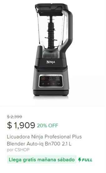Mercado Libre Licuadora Ninja Profesional Plus Blender Auto-iq Bn700 2.1 L oferta