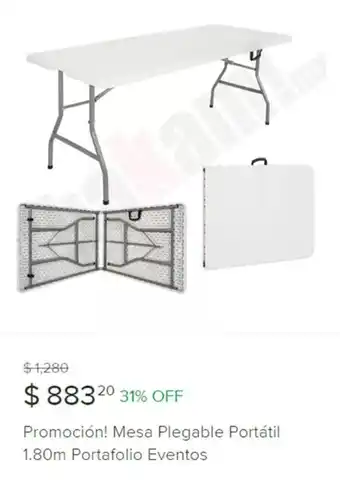 Mercado Libre Promoción! Mesa Plegable Portátil 1.80m Portafolio Eventos oferta
