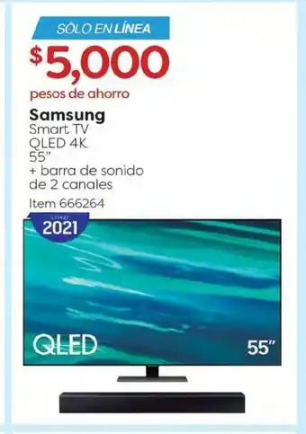 Costco Samsung - Smart TV QLED 4K 55" + barra de sonido de 2 canales - 666264 oferta
