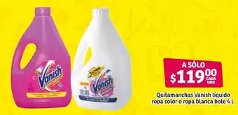 Soriana Súper Quitamanchas Vanish Líquido Ropa Color o Ropa Blanca Bote 4L oferta