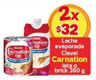 Leche evaporada Clavel Carnation lata o brick 360 g x 2