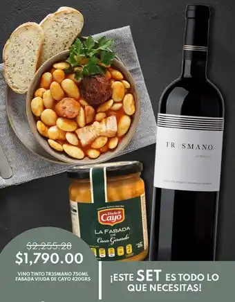 VINO TINTO TR3SMANO 750ML FABADA VIUDA DE CAYO 420GRS