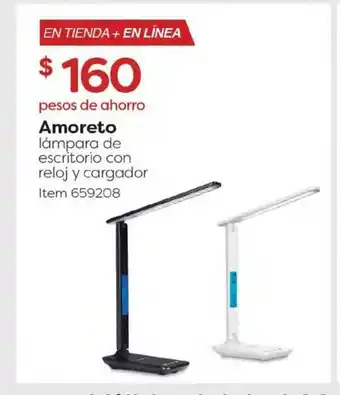 Amoreto lampara de escritorio con reloj y cargador - 659208