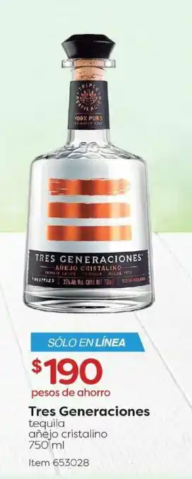 Costco Tres Generaciones tequila anejo cristalino 750ml oferta