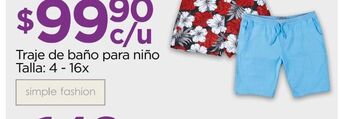 Chedraui Traje de baño para niño talla: 4 - 16x oferta