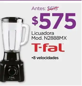Chedraui Licuadora t-fal n2888mx 8 velocidades oferta