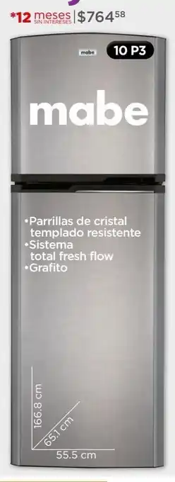 Chedraui Refrigerador mabe 250pvmre0 10p3 grafito oferta
