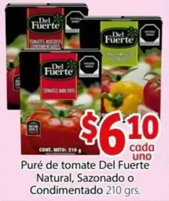 Soriana Express Puré de TOmate Del Fuerte Natural, Sazonado o Condimentado 210grs oferta