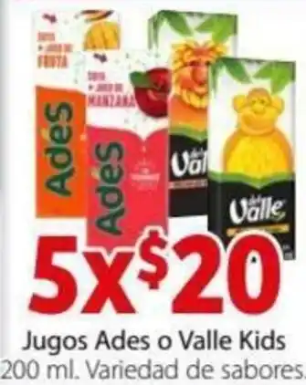 Soriana Express Jugos Ades o Valle Kids 200ml oferta