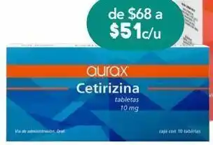Aurax cetirizina 10mg c/10 tab