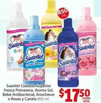 Suavitel Cuidado Superior Fresca Primavera, Aroma Sol, Bebé Antibacterial, Anochecer o Rosas y Canela 850ml