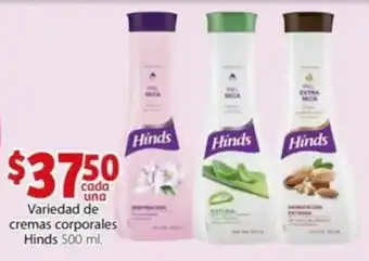 Variedad de cremas corporales Hinds 500ml