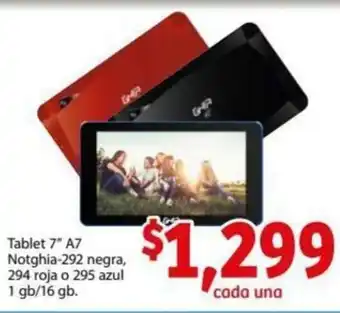 Soriana Express Tablet 7" A7 Notghia-292 negra 294 roja o 295 azul 1gb/16gb oferta