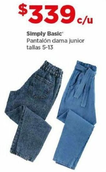 Bodega Aurrerá Simply Basic Pantalón dama junior tallas 5-13 oferta