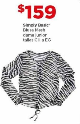 Bodega Aurrerá Simply Basic Blusa Mesh dama junior tallas CH a EG oferta
