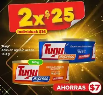 Bodega Aurrerá Tuny Atún en agua o aceite 140g oferta