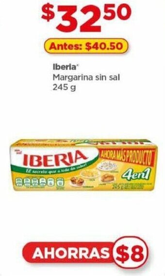 Bodega Aurrerá Iberia Margarina sin sal 245 g oferta