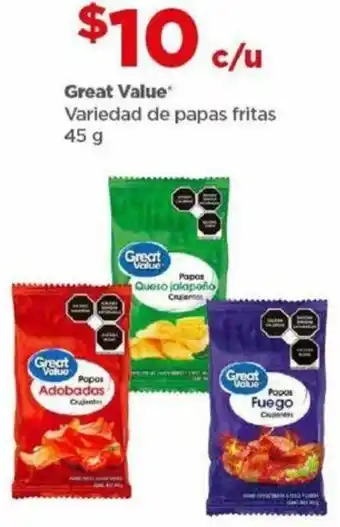Bodega Aurrerá Great Value Variedad de papas fritas 45 g oferta