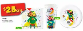 Bodega Aurrerá Aurrera Servilletas, vasos o platos de cartón 20pzas oferta