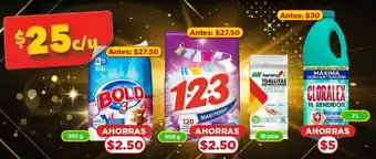 Bold 3 850g, 1.2.3 900g, Cloralex 2L