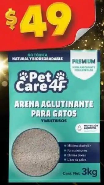 Bodega Aurrerá Petcare4f* Arena para gato premium aglutinante y multiusos 3 kg oferta
