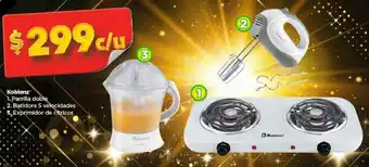 Bodega Aurrerá Koblenz 1. Parrilla doble 2. Batidora 5 velocidades 3, Exprimidor de cítricos oferta