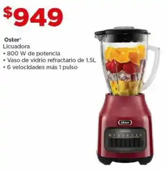 Bodega Aurrerá Oster Licuadora • 800 W de potencia • Vaso de vidrio refractario de 1.5L • 6 velocidades más 1 pulso oferta