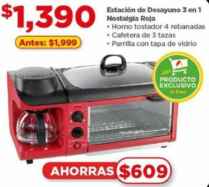 Estaci n de Desayuno 3 en 1 Nostalgia Roja oferta en Bodega Aurrer